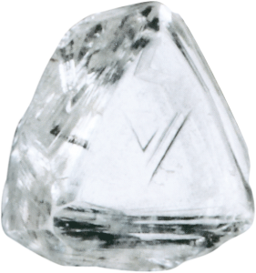 Octahedron with triangular relief-marks on the surface